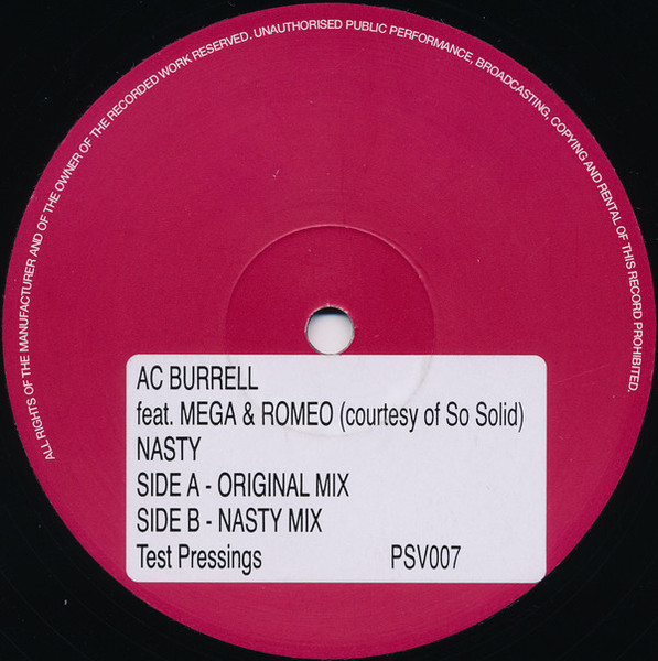 AC Burrell Feat. Megaman & Romeo - Nasty (12", TP, Sti) (Very Good (VG))